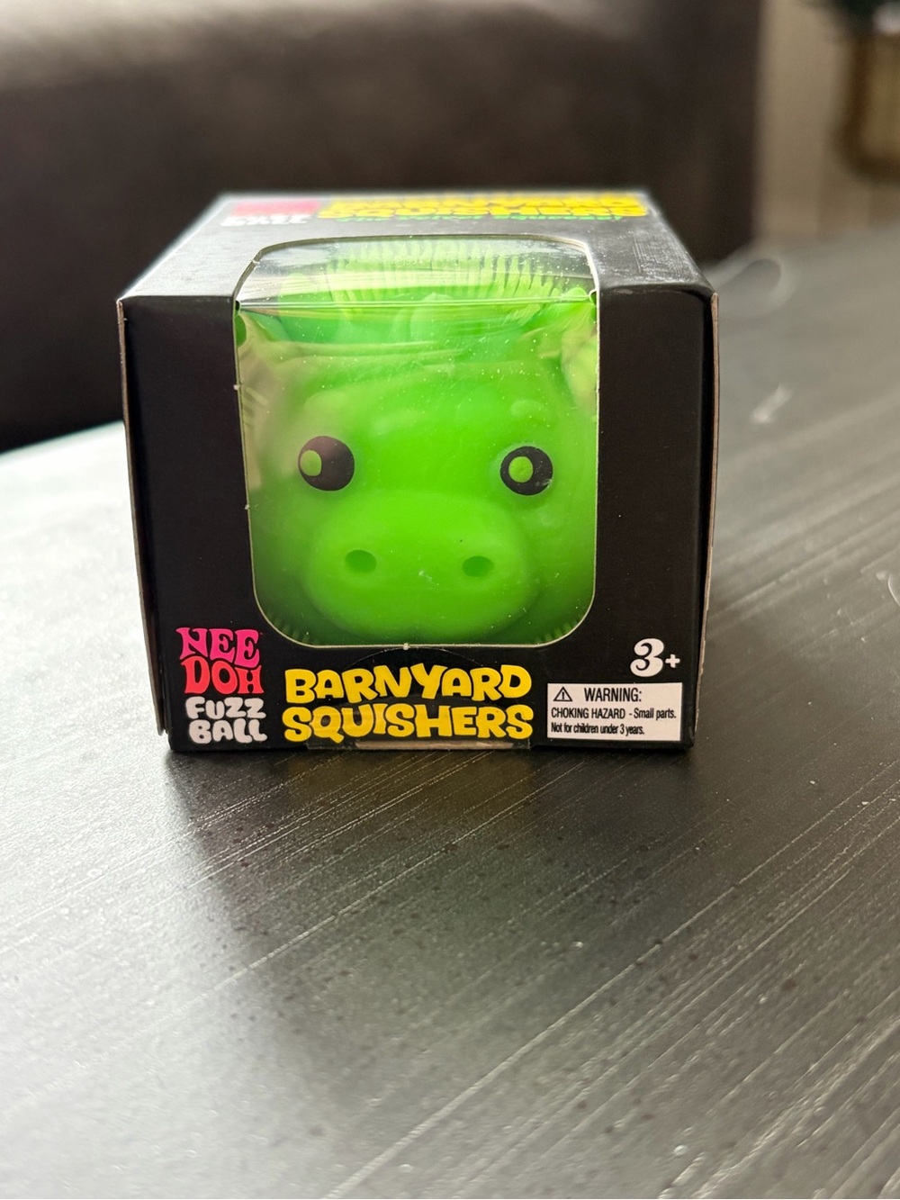 NeeDoh Barnyard Squishers Green Cow Fuzz Ball
